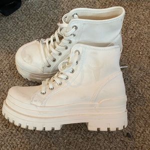 White platform boots